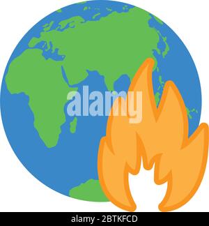 Earth on Fire Symbol retten Planeten Erde Stock Vektor