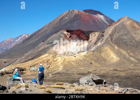 Der Zentralkrater und der Mt Ngauruhoe im Tongariro National Park Stockfoto