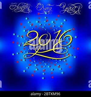 2016 Neujahr Kalligraphie Design Vektor-Kunst Stock Vektor