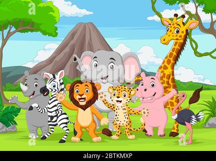 Cartoon Tiere im Dschungel Stock Vektor
