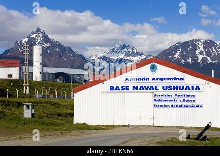Ushuaia Marinestützpunkt, Feuerland, Patagonien, Argentinien Stockfoto