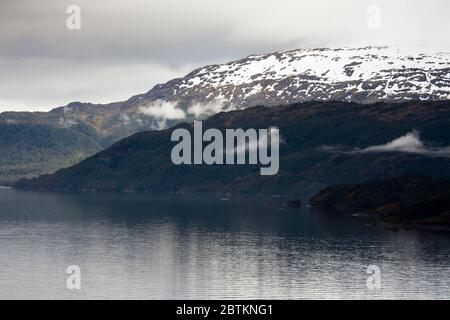 Fjord zum Amalia Gletscher im O'Higgins Nationalpark, südliches Patagonisches Eisfeld, Chile, Südamerika Stockfoto