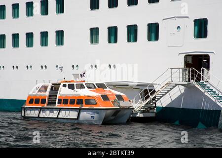 Star Princess Kreuzfahrtschiff Ausschreibung Operationen, Punta Arenas City, Magallanes Provinz, Patagonien, Chile, Südamerika Stockfoto