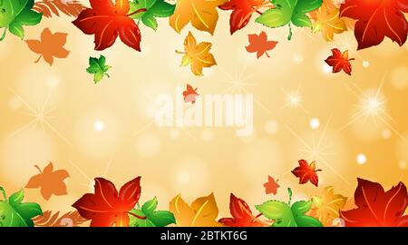 Hintergrund Design Vorlage mit fallenden Blättern Illustration Stock Vektor
