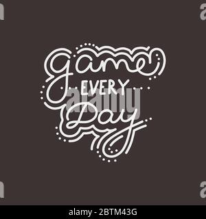 Print mit Schriftzug für die Spielebranche. Vektorgrafik im Doodle-Stil Stock Vektor