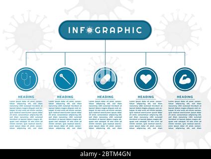 Infografik Diagramm für medizinische Coronavirus Konzept Mind Map Stil. vektor-Illustration. Stock Vektor