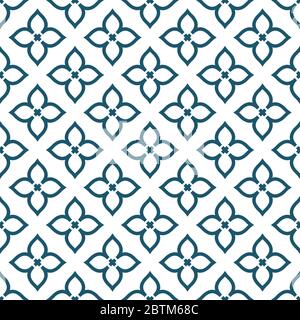 Vektor nahtlose Muster mit Blumen. Sich wiederholende geometrische Fliesen mit stilisiertem monochromen Hintergrund. Ornament kann für Geschenkpapier verwendet werden Stock Vektor