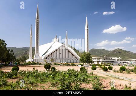 Faisal Moschee, moderne Moschee in Form von Beduinen Zelt, Islamabad, Islamabad Hauptstadt Territorium, Pakistan, Südasien, Asien Stockfoto