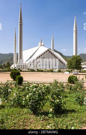 Faisal Moschee, moderne Moschee in Form von Beduinen Zelt, Islamabad, Islamabad Hauptstadt Territorium, Pakistan, Südasien, Asien Stockfoto