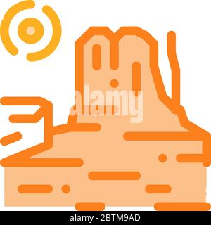 Rocky Schlucht Symbol Vektor Kontur Illustration Stock Vektor