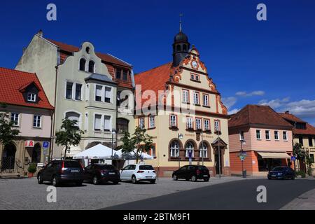 Stadt Bad Rodach, Oberfranken, Bayern, Deutschland / , Rathaus und Marktplatz, Bad Rodach, Landkreis Coburg, Oberfranken, Bayern, Deutschland Stockfoto