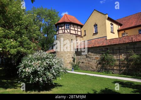 Stadt Bad Rodach, Oberfranken, Bayern, Deutschland / , Turm und Mauerzug der alten Stadtmauer, Bad Rodach, Landkreis Coburg, Oberfranken, Bayern, Stockfoto