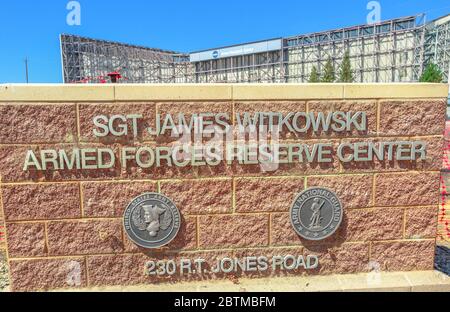 Mountain View, USA - 15. August 2016: James Witkowski Armed Forces Reserve Center, 230 jones Road, Moffett Federal Airfield. NASA Stockfoto