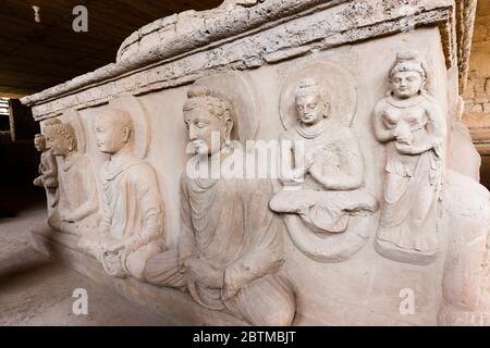 Buddha-Statuen von Jaulian Stupa, Antike Stadt Taxila, Jaulian, Bezirk Haripur, Provinz Khyber Pakhtunkhwa, Pakistan, Südasien, Asien Stockfoto