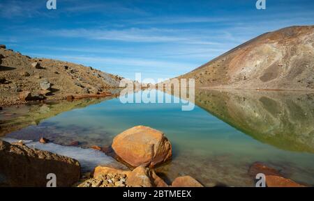 Reflections of Emerald Lake on Tongariro Alpine Crossing in Neuseeland Stockfoto