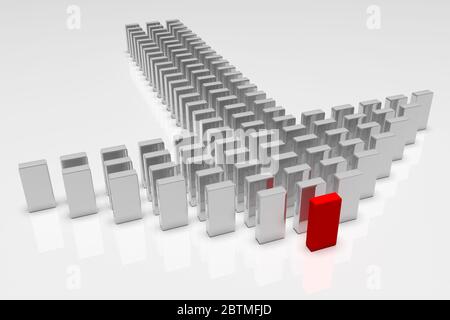 Die Darstellung des Führers führt das Team voran. Geschäftskonzepte. 3d-Rendering Stockfoto