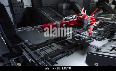 3d futuristische Anlage und Raumschiff Render Stockfoto