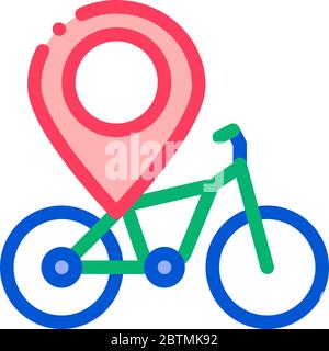 Geolocation Fahrrad Symbol Vektor Kontur Illustration Stock Vektor