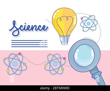 Wissenschaft Atom Molekül Lupe Analyse Forschung Labor Vektor Illustration Stock Vektor