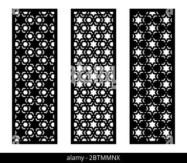 Laserschnitt Vektorplatte, Bildschirm, Zaun, Trennwand. CNC-Dekormuster, Innenelement. Islamisch-arabisches Laserschneiden Stock Vektor