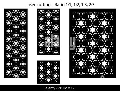 Schirm, Schutzgitter Schablone. Laserschnitt Vektorplatte, Bildschirm, Zaun, Trennwand. CNC-Dekormuster, Jali-Design, Innenelement. Islamisch Stock Vektor