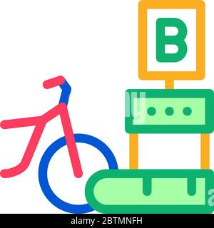 Delivery Point Fahrrad Sharing-Dienste Symbol Vektor Kontur Illustration Stock Vektor