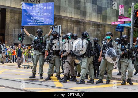 Central, Hongkong. 27. Mai 2020 Hongkong Protestiert Gegen Das Anti-Nationalhymne-Gesetz. Kredit: David Ogg / Alamy Live News Stockfoto