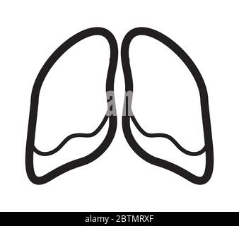 Umrissvektor für Lungen-Symbol. Lungenentzündung wirkt sich auf die Lunge, das Coronavirus greift die Alveolen, ein Symbol der Bronchitis. Illustration. Stock Vektor
