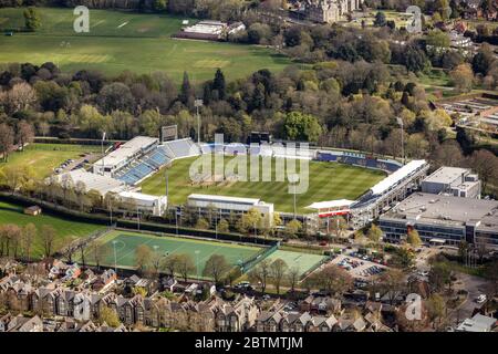 Luftaufnahme des Sophia Gardens Cricket Ground in Cardiff, Wales Stockfoto