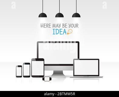 Realistische Monitor, Laptop, Tablet-PC und Telefon, moderne Geräte mockups für ihre Projekte. Stock Vektor