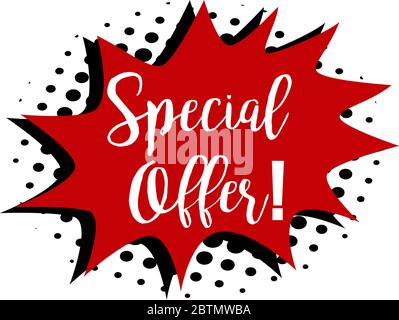 Comic wow mit Text Angebot und retro Schatten Stock Vektor