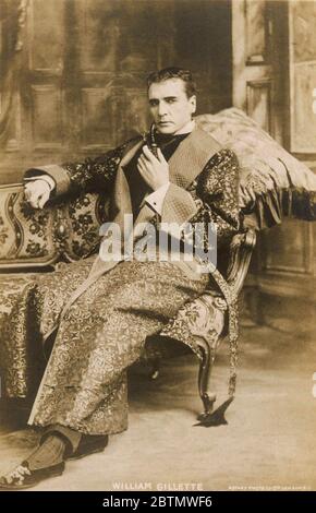 WILLIAM GILLETTE (1853-1937) amerikanischer Schauspieler-Manager in seiner berühmten Rolle als Sherlock Holmes. Stockfoto