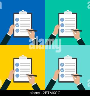 In den Händen der Zwischenablage Checkliste mit pen Vektor Stock Vektor