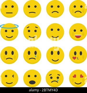 Stellen Sie Emoticons Icons im flachen Stil, Vektor Stock Vektor