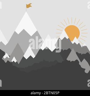 Berge Landschaft im flachen Stil, elegantes Design, Vektor Stock Vektor