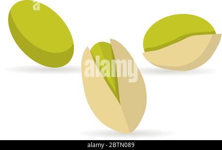 Pistazien flachbild Symbol mit Schatten auf weißem Hintergrund Stock Vektor