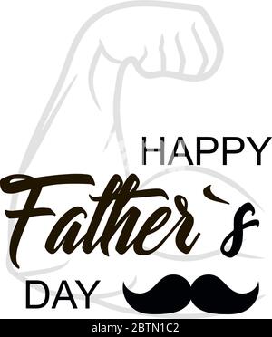 Vatertag. Feier Tag. Bizeps auf der Hand. Happy Vatertag. Beschriftung Design. Vektor Stock Vektor