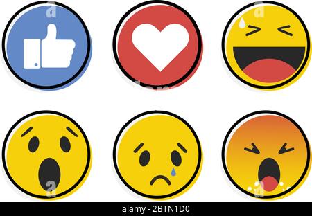 Emoji Emoticon in flachem, Symbole, social media Kollektion - Vector Illustration Stock Vektor