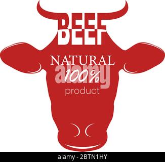 Logo frisches Rind, Kuh, natürliches Produkt auf einem weißen Hintergrund - Vector Illustration Stock Vektor