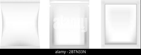 Realistische leer Pack mockup. Verpackung Beutel auf isolierten Hintergrund. Vector Illustration Stock Vektor