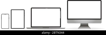 Laptop realistisch. Gerät in mockup Stil. Stellen Sie realistische Vektor Geräte auf einem weißen Hintergrund. Vector Illustration Stock Vektor
