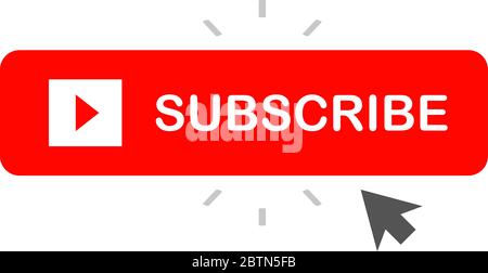 Taste "Abonnieren" rot gefärbt mit Pfeil Cursor. Vector Illustration Stock Vektor