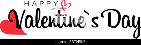 Schriftzug am Valentinstag. Herz, Liebe, Symbolvektor. Isoliert auf weißem Hintergrund Stock Vektor