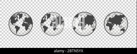 Reihe transparenter Globen. Erde transparenten Stil. 3d-Symbol mit set transparent Globen Erde. Vector Illustration Stock Vektor