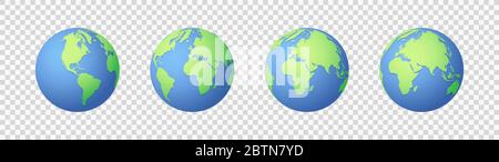 Erdsymbole gesetzt. Globus-Symbol. Flaches Design Vektor Illustration für Web Banner, Web und mobile, Infografiken. Vektor Stock Vektor