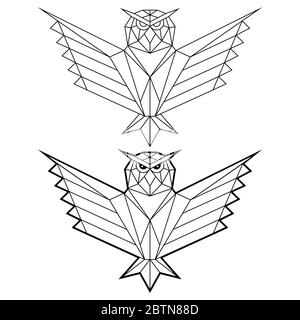 Geometrische Eule mit Flügeln Vektor-Design, polygonale Tier Muster, Vogel Linie Kunst abstrakt minimalistische Dekoration Stock Vektor