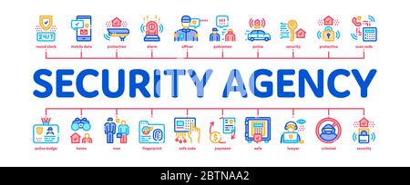 Sicherheitsbehörde Property Protect Minimal Infographic Banner Vector Stock Vektor