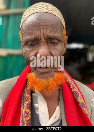 Muslimischer älterer Mann mit Bart, Danakil Depression, Afar Region, Äthiopien, Afrika Stockfoto