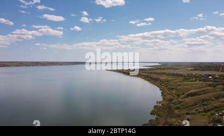 Khadzhibey Mündung See Panorama Vogelperspektive Stockfoto