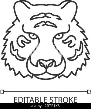 Bengal Tiger Pixel perfekte lineare Symbol Stock Vektor